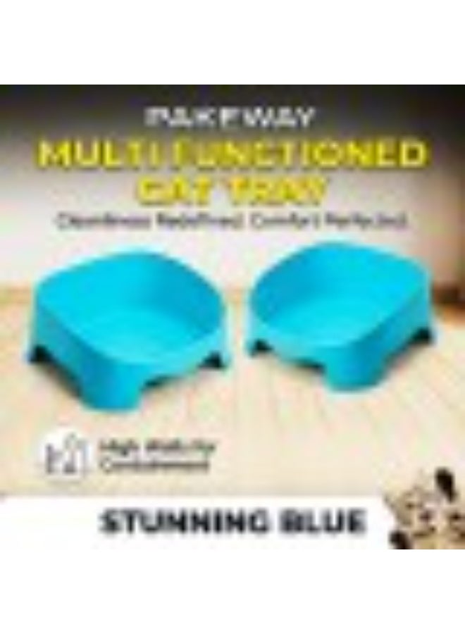 Pakeway Multi Functioned Cat Tray 54.5 × 43 × 39 cm – Open Cat Litter Tray for Cats, Spacious Pet Toilet Pan with Raised Sides, Durable Easy-Clean Plastic Litter Box (Blue) - Image 2