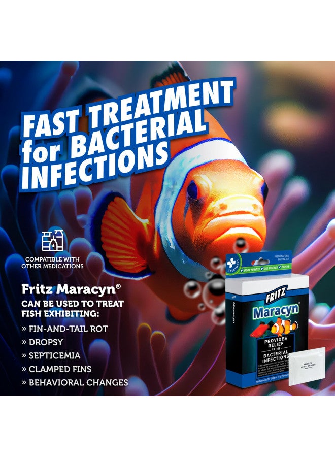 Fritz Maracyn - for Saltwater and Freshwater gram-Positive Relief from Bacterial gil, Popeye, More - Easy dose Packets, 20 Count