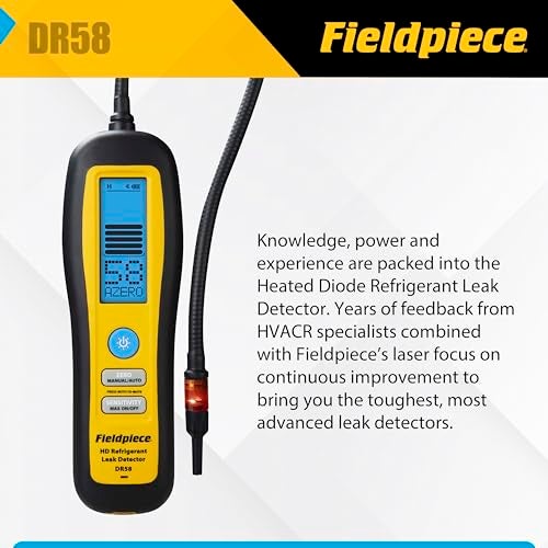 Fieldpiece - DR58 Heated Diode Refrigerant Leak Detector - Ultra-Sensitive Leak Sniffer with Large, Backlite LCD Screen - Lightweight HVAC Tool - Image 4