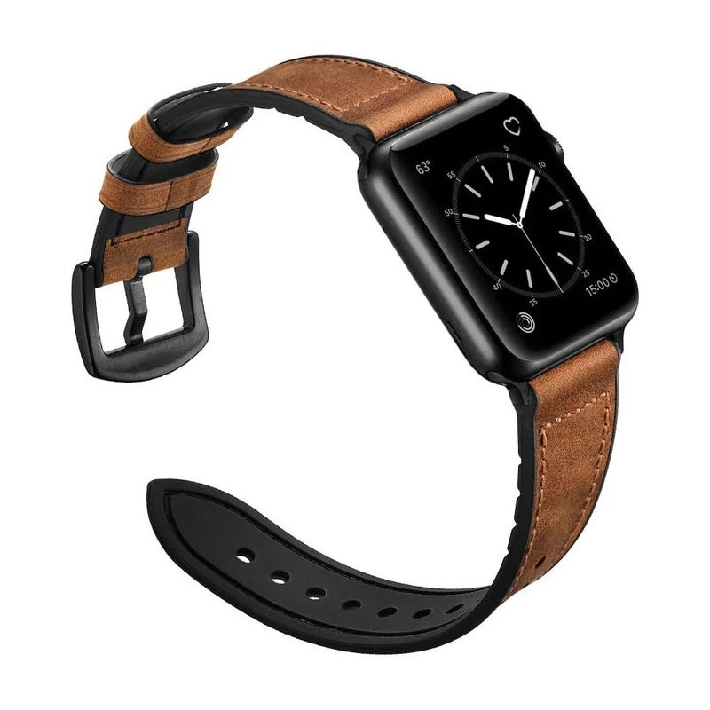 Bluejw Crazy Genuine Leather and Silicone Watch Band Replacement Straps for Apple Watch Series 8 7 6 Ultra – Easy to Replace the Watch Strap - Image 4