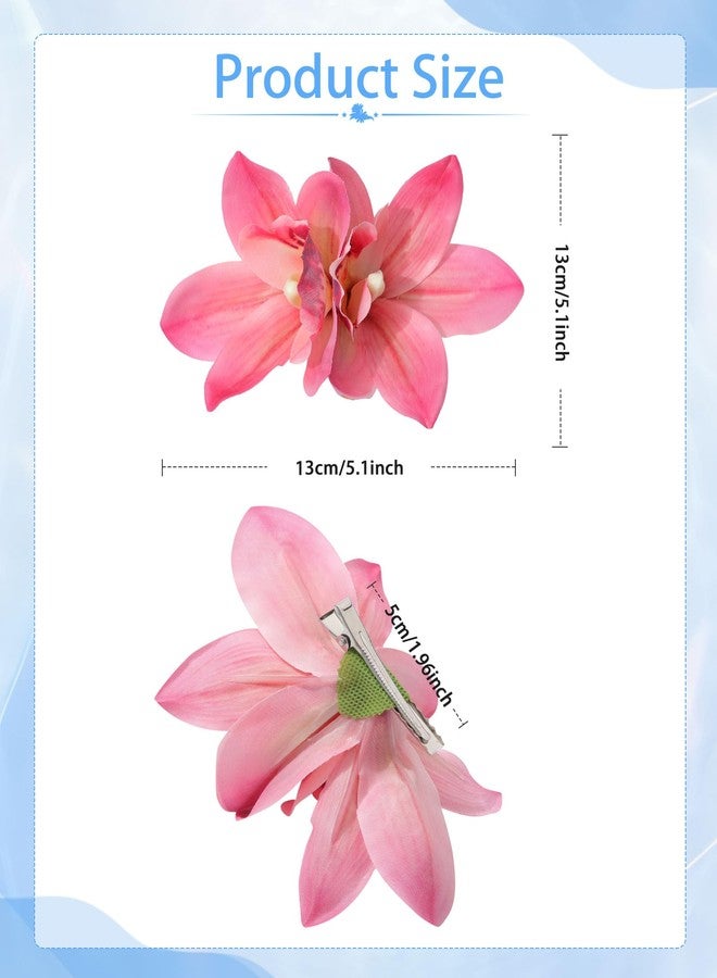 WELROG 3 Pieces Hawaiian Flower Hair Clips for Women - Artificial Tropical Flower Hair Pin Orchid Beach Party Wedding - Image 4