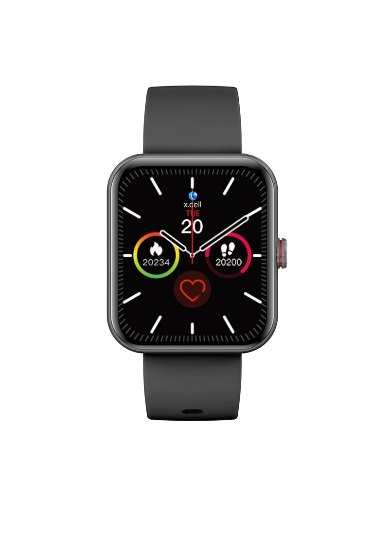 Xcell - Xcell G5 Talk Smart watch, Heart Rate/Blood Pressure/Oxygen Level Monitoring, Receive & Make Calls,Water Resistance: IP67, 1 Week Battery Life, Compatibility: IOS/Android- Black - Image 1