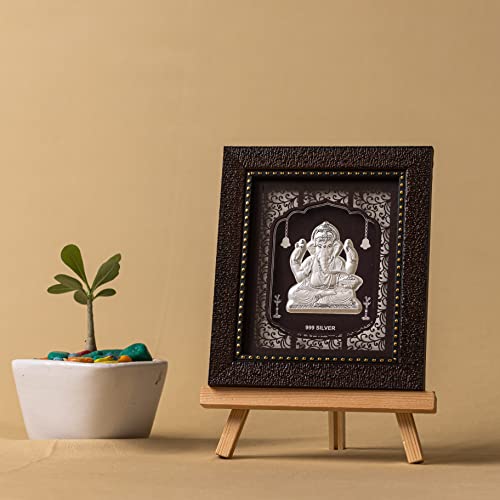 Hem Jewels Pure Silver Lord Ganesh Frame For Gift & Home Decor (7.5x6.5 Inch) (Pack of 1), Rectangular, Wall Mount - Image 4