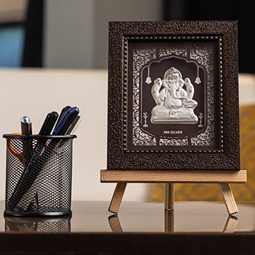 Hem Jewels Pure Silver Lord Ganesh Frame For Gift & Home Decor (7.5x6.5 Inch) (Pack of 1), Rectangular, Wall Mount - Image 3