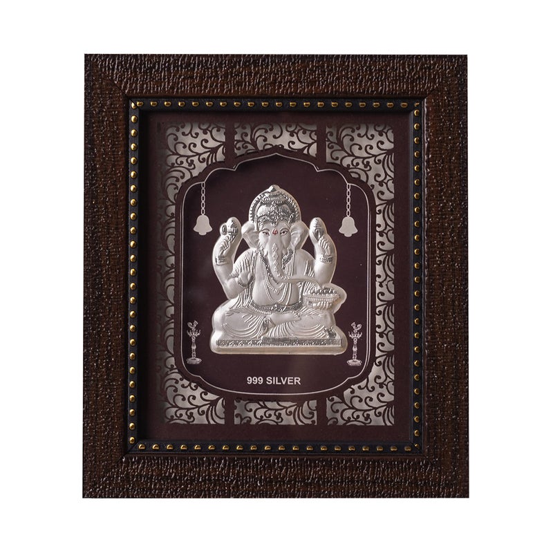 Hem Jewels Pure Silver Lord Ganesh Frame For Gift & Home Decor (7.5x6.5 Inch) (Pack of 1), Rectangular, Wall Mount - Image 5