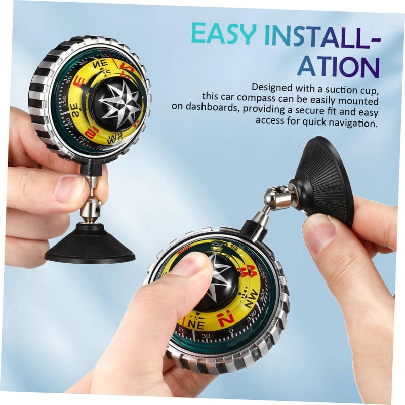 Car Dashboard Compass with Suction Cup Mount for Vehicles and Boats Accurate Navigation Tool for Outdoor Adventures - Image 4