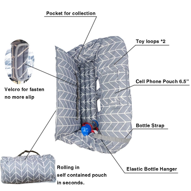 ICOPUCA Shopping Cart Cover for Baby, 2 in 1 cart Cover for Babies N high Chair Cover, Padded Grocery cart seat Cover for Baby Girl boy, with 1” Thick/Removable/Reversible Cushion, Grey; - Image 3