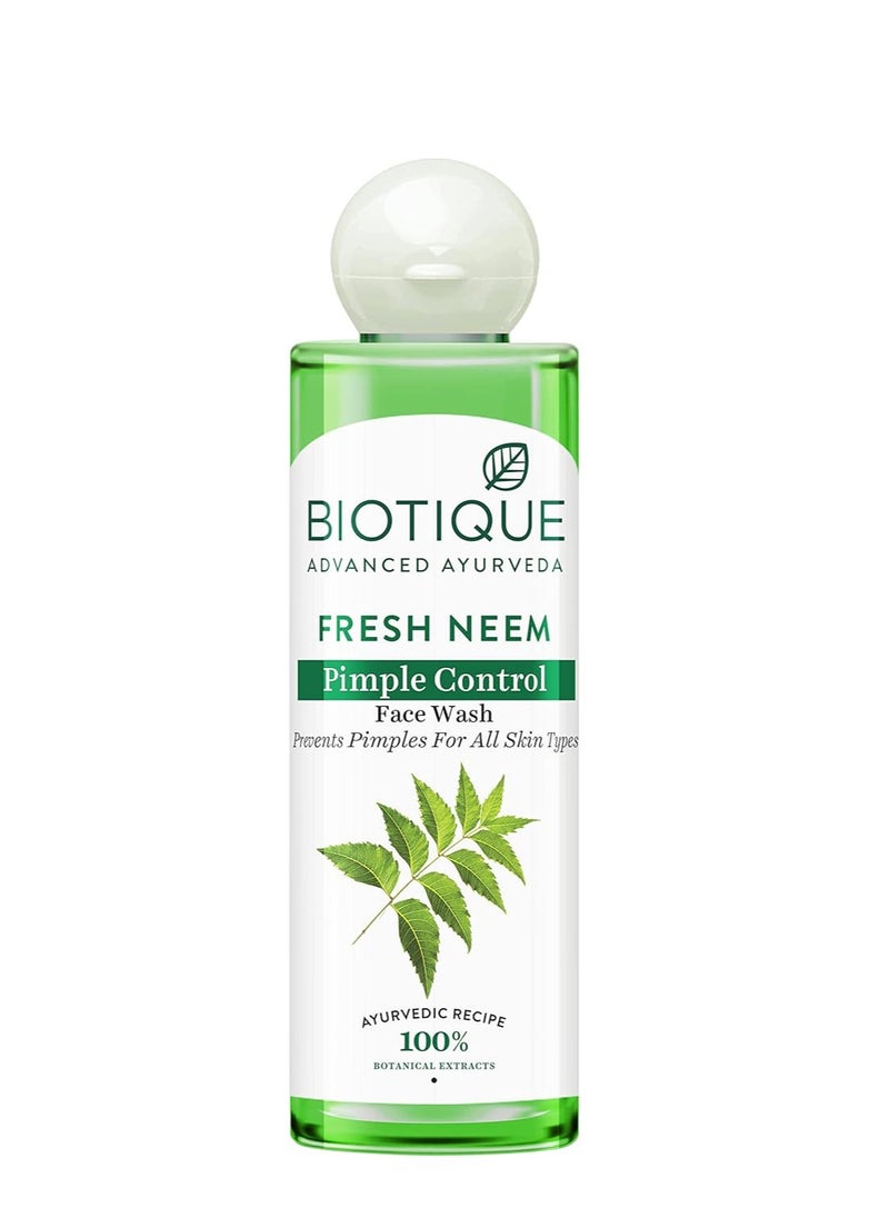Biotique Biotique Fresh Neem Face Wash Pimple Control 100% Botanical Extracts Ayurvedic All Skin Types 200ml  - Image 1