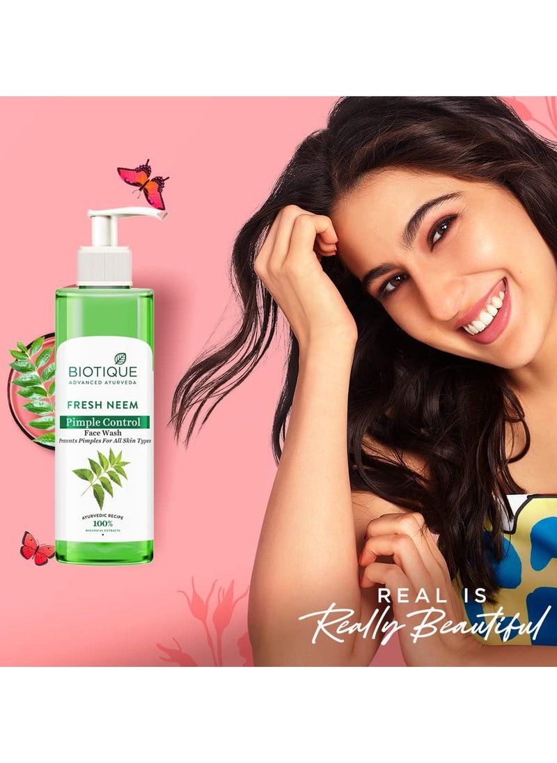 Biotique Biotique Fresh Neem Face Wash Pimple Control 100% Botanical Extracts Ayurvedic All Skin Types 200ml  - Image 2