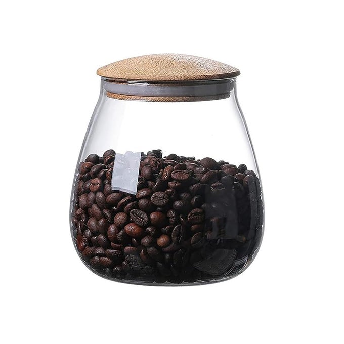 GLASS FOOD STORAGE JAR | MUSHROOM SHAPE TRANSPARENT SEALED FOOD STORAGE CONTAINER | MULTI-PURPOSE GLASS JAR FOR CANDY TEA COFFEE BEAN SUGAR SPICES ETC. (COLOR : CLEAR; 800 ML)