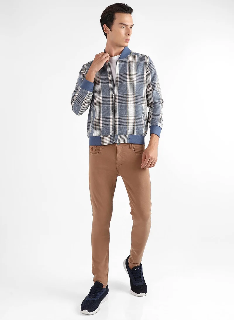 CAHOOT  Men's Icy Blue Tartan Plaid Jacket With Ribbed Hem for Men | Best Price UAE
