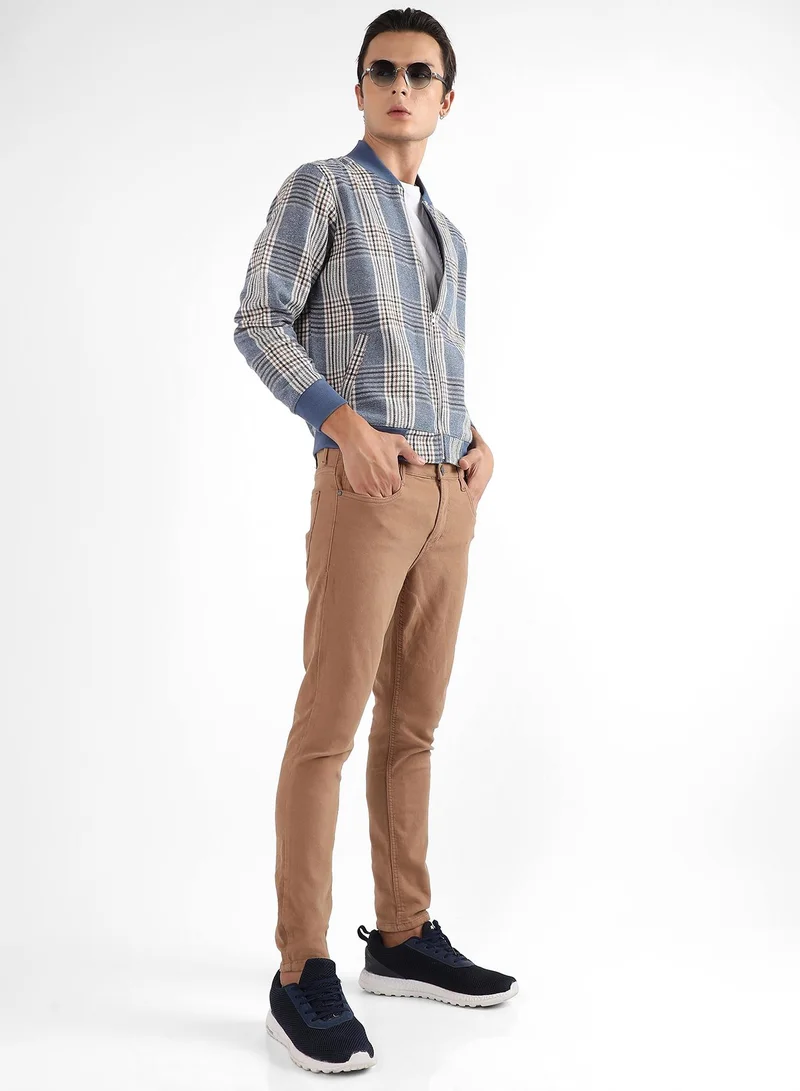 CAHOOT  Men's Icy Blue Tartan Plaid Jacket With Ribbed Hem for Men | Best Price UAE