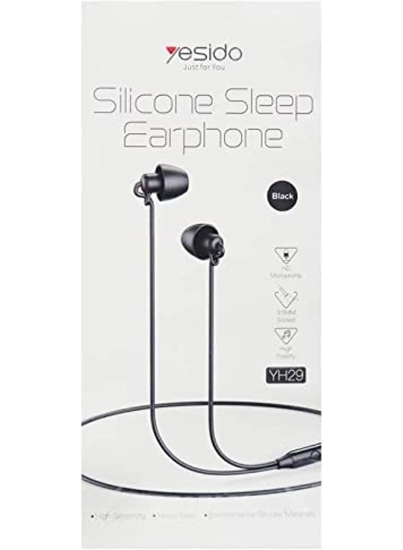 Yesido YH-29 Wired 3.5mm In-Ear Earphones – High Bass, Noise Isolation, Tangle-Free Cable – Compatible with Smartphones, Laptops, Tablets (Black)
