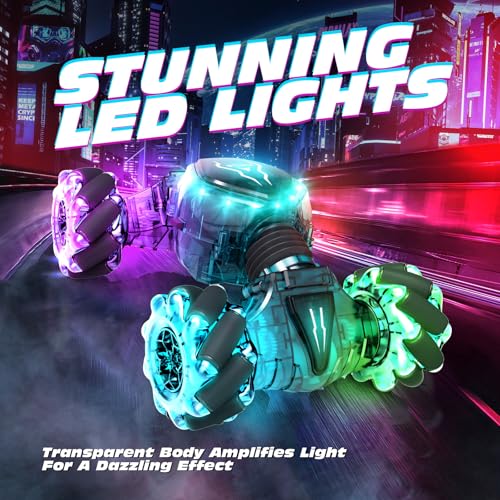 Tecnock Remote Control Car for Boys Girls, 2.4GHz 4WD Gesture Sensing RC Stunt Car Toys - 360° Rotating Double Sided Hand Controlled RC Cars with LED Lights, Gifts for Kids Ages 6-8, 8-12 - Image 3