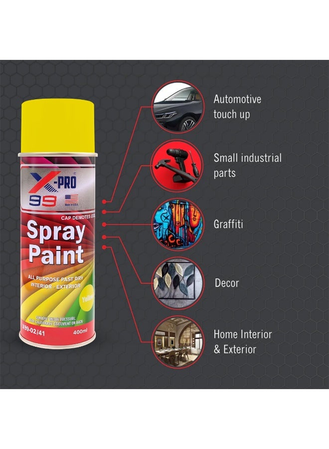 Xpro X-PRO 99 Yellow Spray Paint 400ml - Premium High Gloss, Quick Dry, All-Purpose, Long-Lasting Aerosol for Interior/Exterior Walls, Wood, Metal, Furniture, & Automotive Touch Up | Durable Finish (X99-02/41) - Image 5