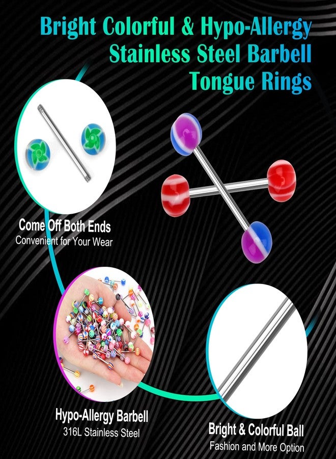CrazyPiercing 14g Tongue Ring Barbells 150Pcs Wholesale Tongue Rings Assorted Colors for Women Man - Image 3