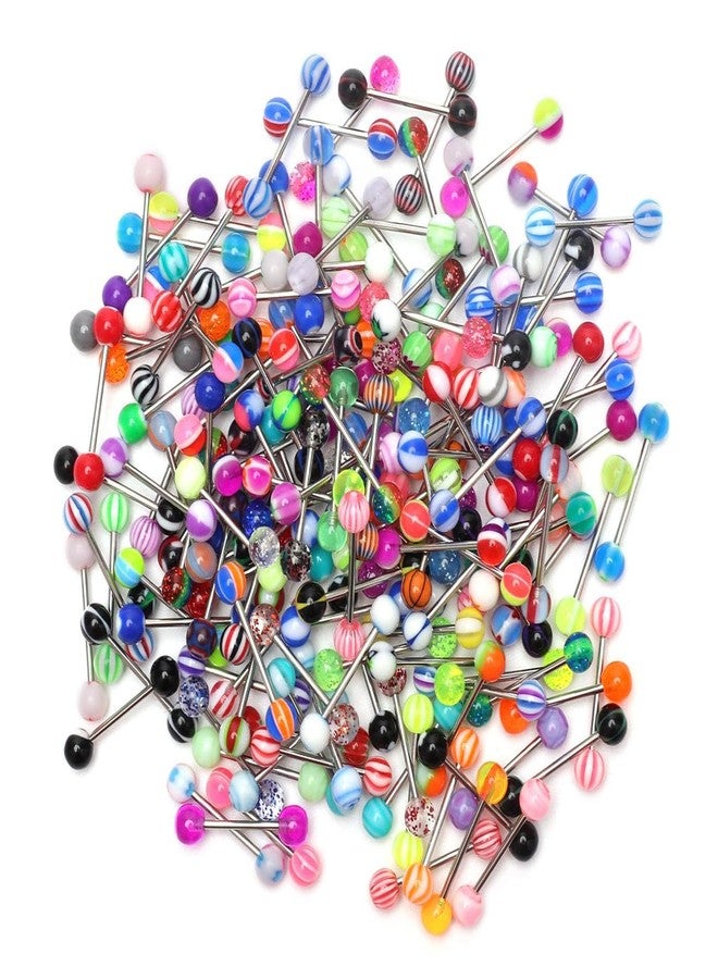 CrazyPiercing 14g Tongue Ring Barbells 150Pcs Wholesale Tongue Rings Assorted Colors for Women Man - Image 1