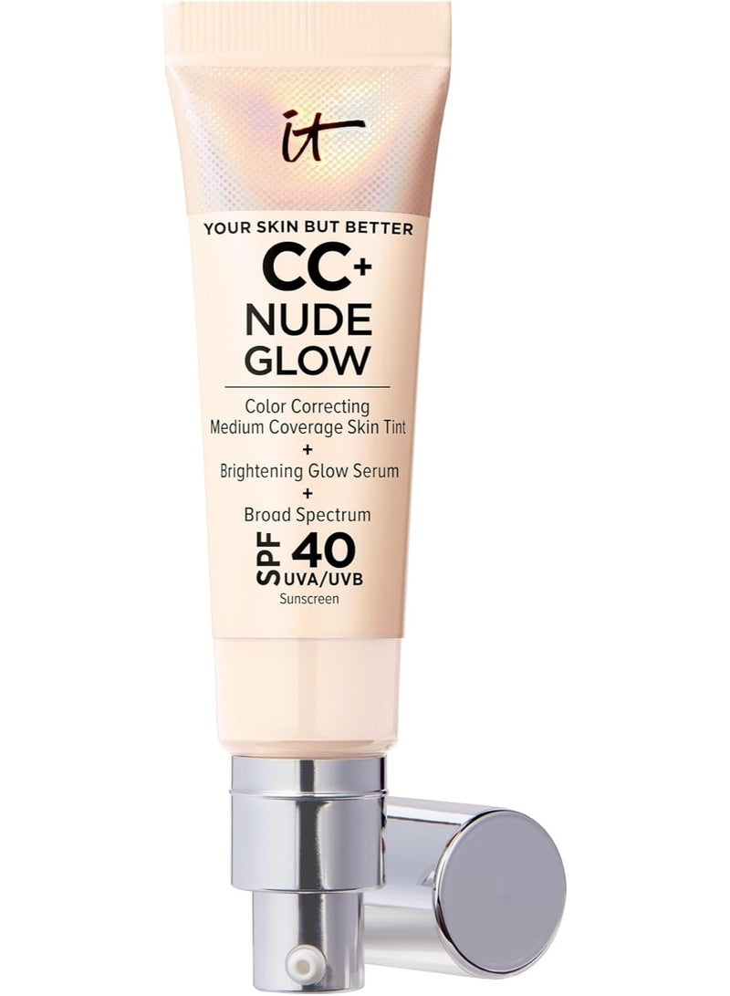 IT COSMETICS Original CC Plus Nude Glow Lightweight Foundation Serum, Glow Serum with SPF 40, Medium Coverage, Formulated with Niacinamide and Hyaluronic Acid by Eight Cosmetics, For All Skin Types, 32 ml - Image 1