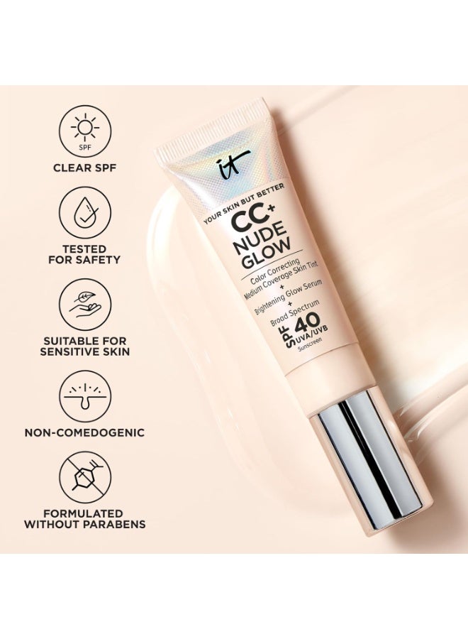 IT COSMETICS Original CC Plus Nude Glow Lightweight Foundation Serum, Glow Serum with SPF 40, Medium Coverage, Formulated with Niacinamide and Hyaluronic Acid by Eight Cosmetics, For All Skin Types, 32 ml - Image 4