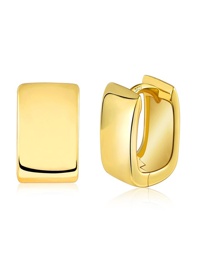 أليكس كرافت أقراط حلقية ذهبية صغيرة مربعة الشكل للنساء، مضادة للحساسية، أقراط حلقية صغيرة من الذهب عيار 14 قيراطًا، أقراط مربعة سميكة لطيفة - Image 1