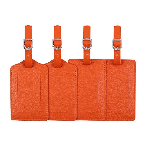Vigorport Leather Personalized Suitcase Tag Set Luggage Id Tags Labels Travel Accessories - Set of 4 - Image 1