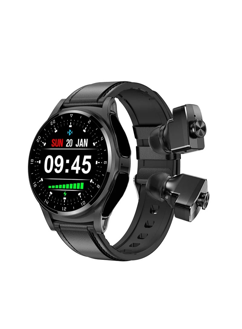 GT 66 Smart Watch TWS Bluetooth Headset 2 In1 Multi Sport Mode Heart Rate Sleep Monitoring Black  - Image 1