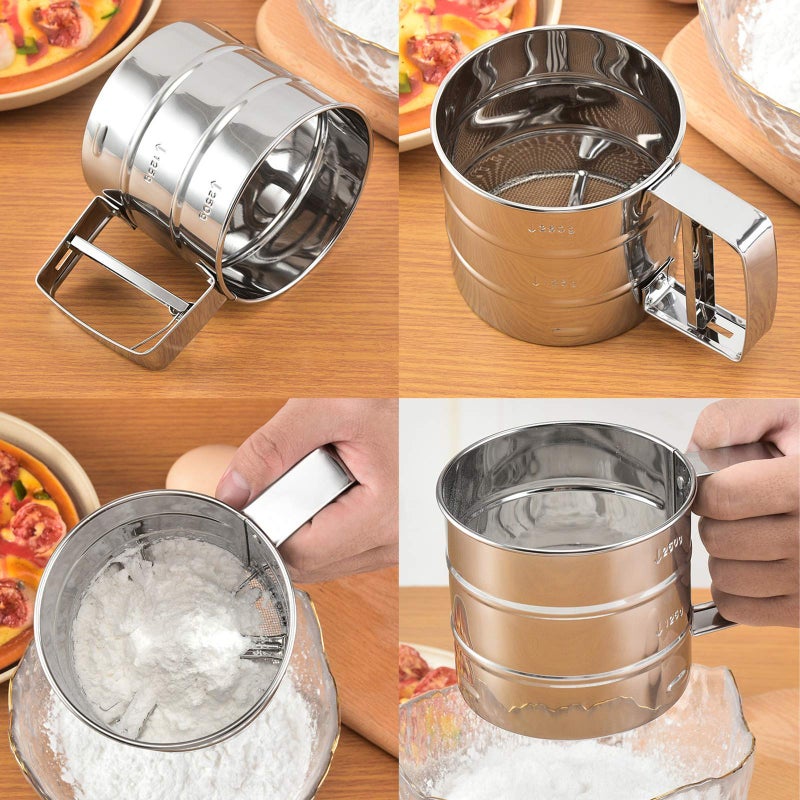 Cenbee Cenbee Flour sieve stainless steel material manufacturing,Coffee Sieve Cup,Semi Automatic 2 Cup Sifter for Baking | Fine Mesh Pastry Sieve Cup.  - Image 5