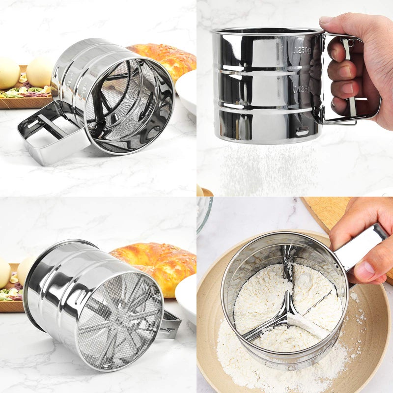 Cenbee Cenbee Flour sieve stainless steel material manufacturing,Coffee Sieve Cup,Semi Automatic 2 Cup Sifter for Baking | Fine Mesh Pastry Sieve Cup.  - Image 3