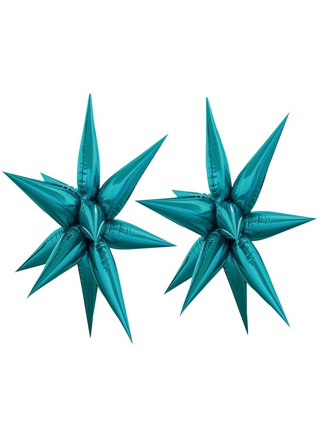 Tellpet Star Balloons Starburst Spike Shaped Balloon, 2pcs Large, Teal - Image 2