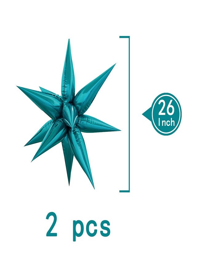 Tellpet Star Balloons Starburst Spike Shaped Balloon, 2pcs Large, Teal - Image 4