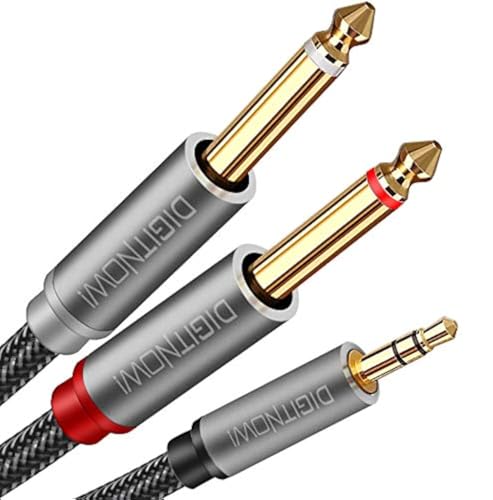DIGITNOW 3.5mm 1/8" TRS to Dual 6.35mm 1/4" TS Mono Stereo Y-Cable Splitter Cord for Smartphone, Computer, CD Player, Speakers and Home Systems Amplifier, 3.3Ft - Image 1