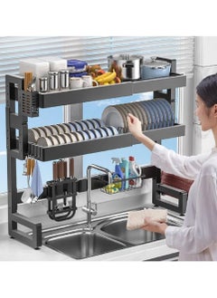 DubaiGallery 2 Layer Stainless Steel Kitchen Rack Dish Organizer Drying Rack Above Sink Drain Rack Kitchen Storage Countertop Utensil Holder  - Image 4