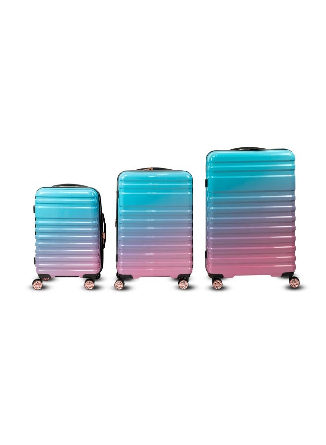 Luggage Sets of 3 Hardside Lightweight Expandable Ultra Durable Polycarbonate Carry On Travel Suitcase Set Pink and Blue Gradient  - Image 1