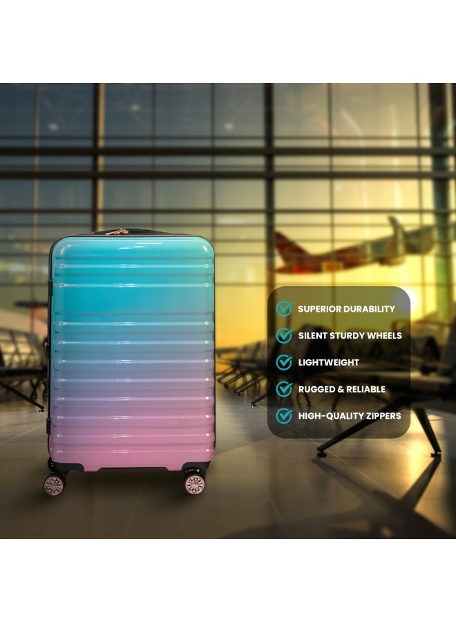 Luggage Sets of 3 Hardside Lightweight Expandable Ultra Durable Polycarbonate Carry On Travel Suitcase Set Pink and Blue Gradient  - Image 2