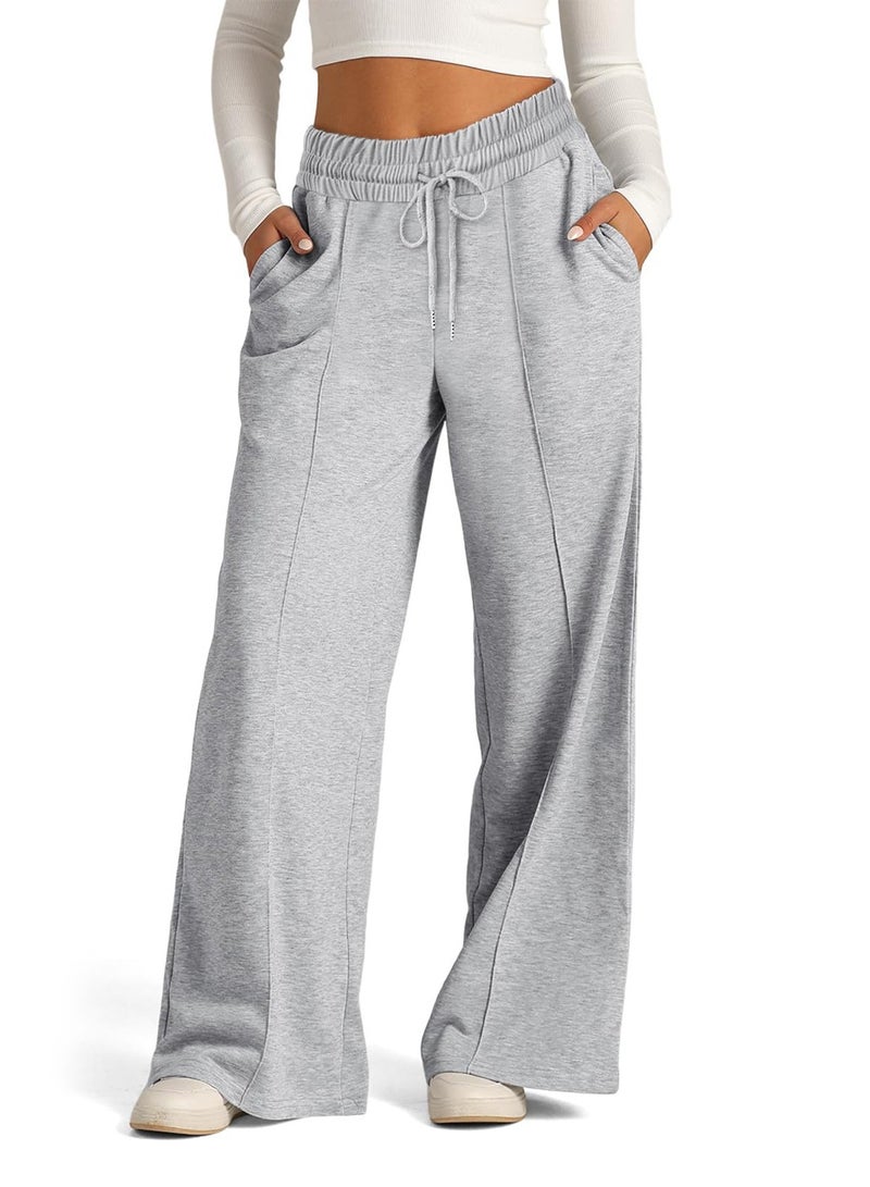 Women’s Wide Leg Sweatpants High Waisted Baggy Flared Pants Drawstring Athletic Joggers - Image 1