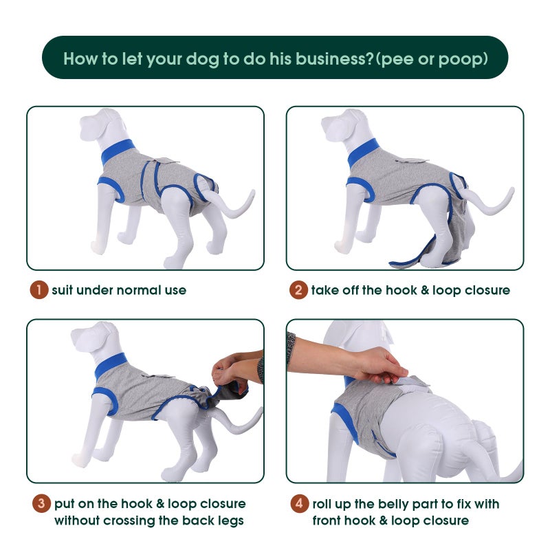 Kuoser Recovery Suit for Dogs Cats After Surgery, Professional Pet Recovery Shirt Dog Abdominal Wounds Bandages, Substitute E-Collar & Cone,Prevent Licking Dog Onesies Pet Surgery Recovery Suit - Image 4