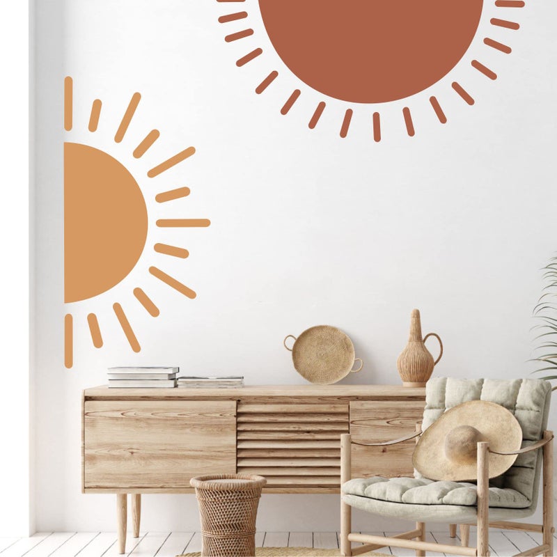 Easma Half Sun Wall Decal Large Wall Decal Sunshine Wall Stickers Baby Room Wall Art Decals Sun Decals for Walls Sunrise Sticker Peel and Stick Headboard Wall Decals for Nursery Kids Bedroom Playroom Decor - Image 4