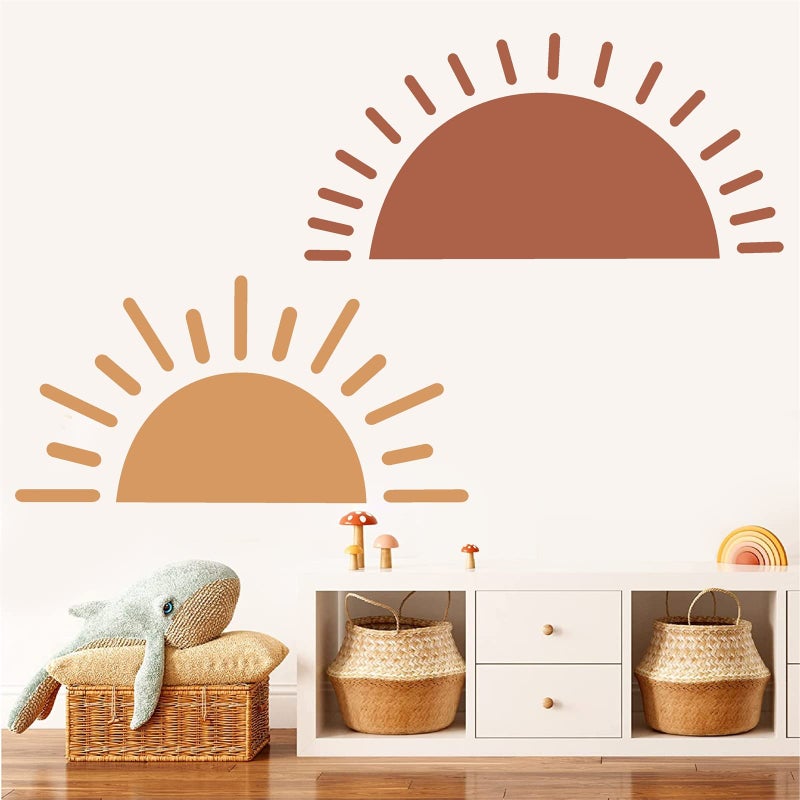 Easma Half Sun Wall Decal Large Wall Decal Sunshine Wall Stickers Baby Room Wall Art Decals Sun Decals for Walls Sunrise Sticker Peel and Stick Headboard Wall Decals for Nursery Kids Bedroom Playroom Decor - Image 5