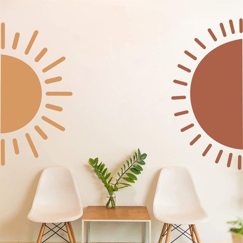 Easma Half Sun Wall Decal Large Wall Decal Sunshine Wall Stickers Baby Room Wall Art Decals Sun Decals for Walls Sunrise Sticker Peel and Stick Headboard Wall Decals for Nursery Kids Bedroom Playroom Decor - Image 3