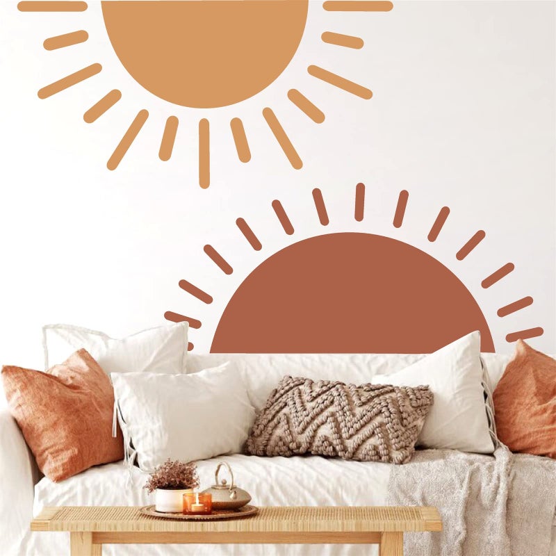 Easma Half Sun Wall Decal Large Wall Decal Sunshine Wall Stickers Baby Room Wall Art Decals Sun Decals for Walls Sunrise Sticker Peel and Stick Headboard Wall Decals for Nursery Kids Bedroom Playroom Decor - Image 2