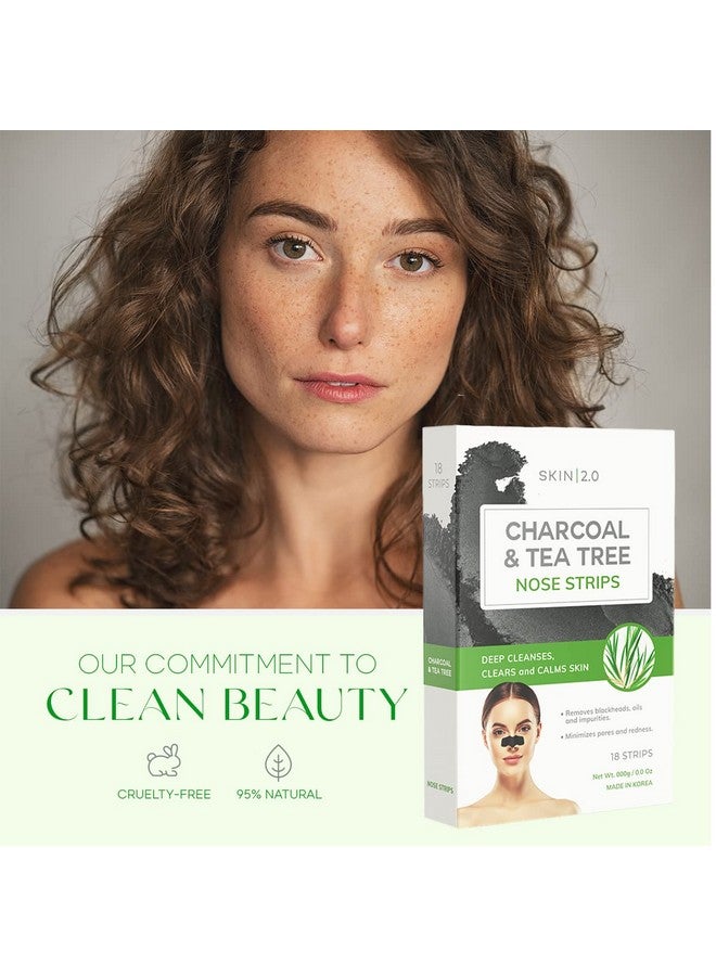 Skin 2.0 Tea Tree And Charcoal Nose Strips Unclogs & Minimizes Pores Removes Oil & Dirt Black Head Remover Pore Strips Cruelty Free Korean Skin Care For All Skin Types 18 Strips - Image 4