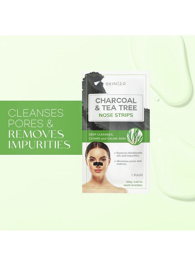 Skin 2.0 Tea Tree And Charcoal Nose Strips Unclogs & Minimizes Pores Removes Oil & Dirt Black Head Remover Pore Strips Cruelty Free Korean Skin Care For All Skin Types 18 Strips - Image 2