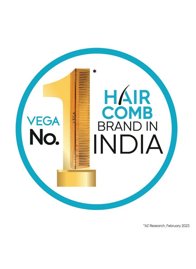 Vega Vega Tortoise All Fine Tooth Dressing Hair Comb ,Handmade, (India's No.1* Hair Comb Brand)For Men and Women, (HMC-03)  - Image 2