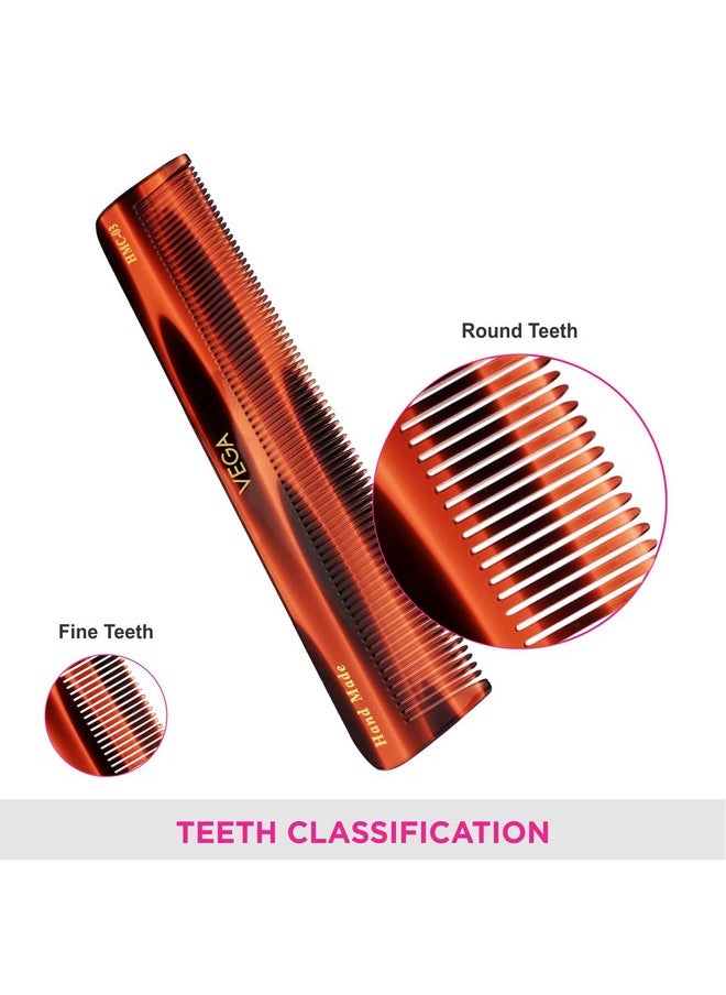 Vega Vega Tortoise All Fine Tooth Dressing Hair Comb ,Handmade, (India's No.1* Hair Comb Brand)For Men and Women, (HMC-03)  - Image 5