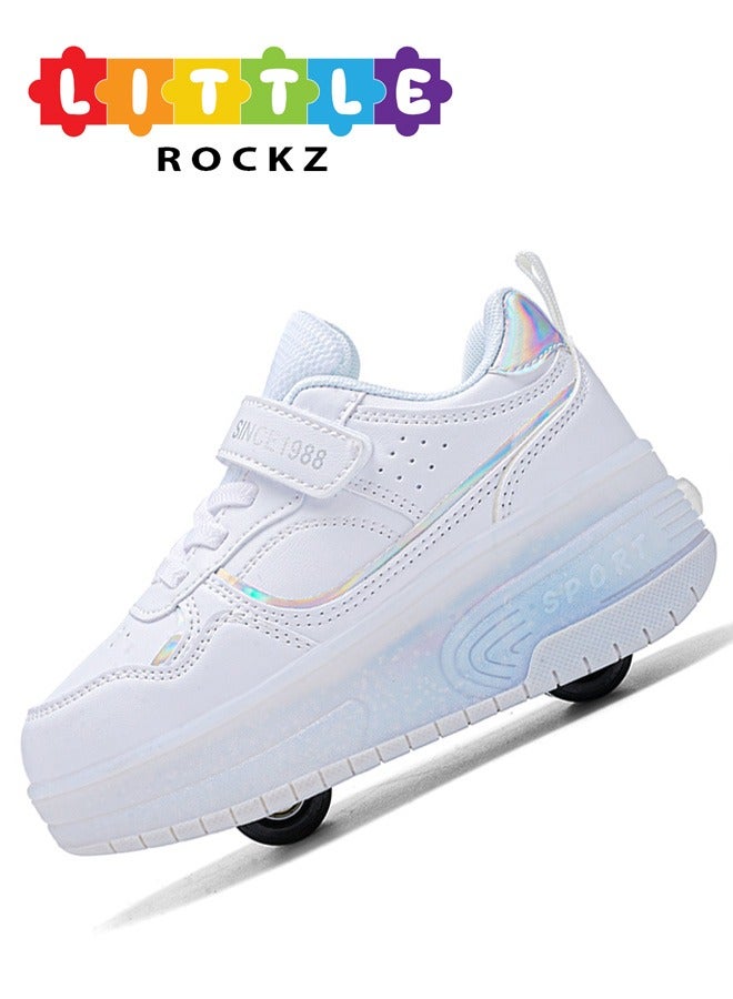 LITTLE ROCKZ LED Flash Light Fashion Shiny Sneaker Skate Heelys Shoes With Wheels And Lightning Sole - Image 1