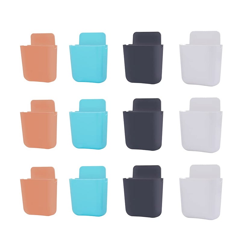 Primelife 12 Pcs Remote Control Storage Box Multifunction Media Organizer HoleFree SelfAdhesive Cell Phone Holder Container Storage Bins Multicolour Phone Holder12 - Image 1