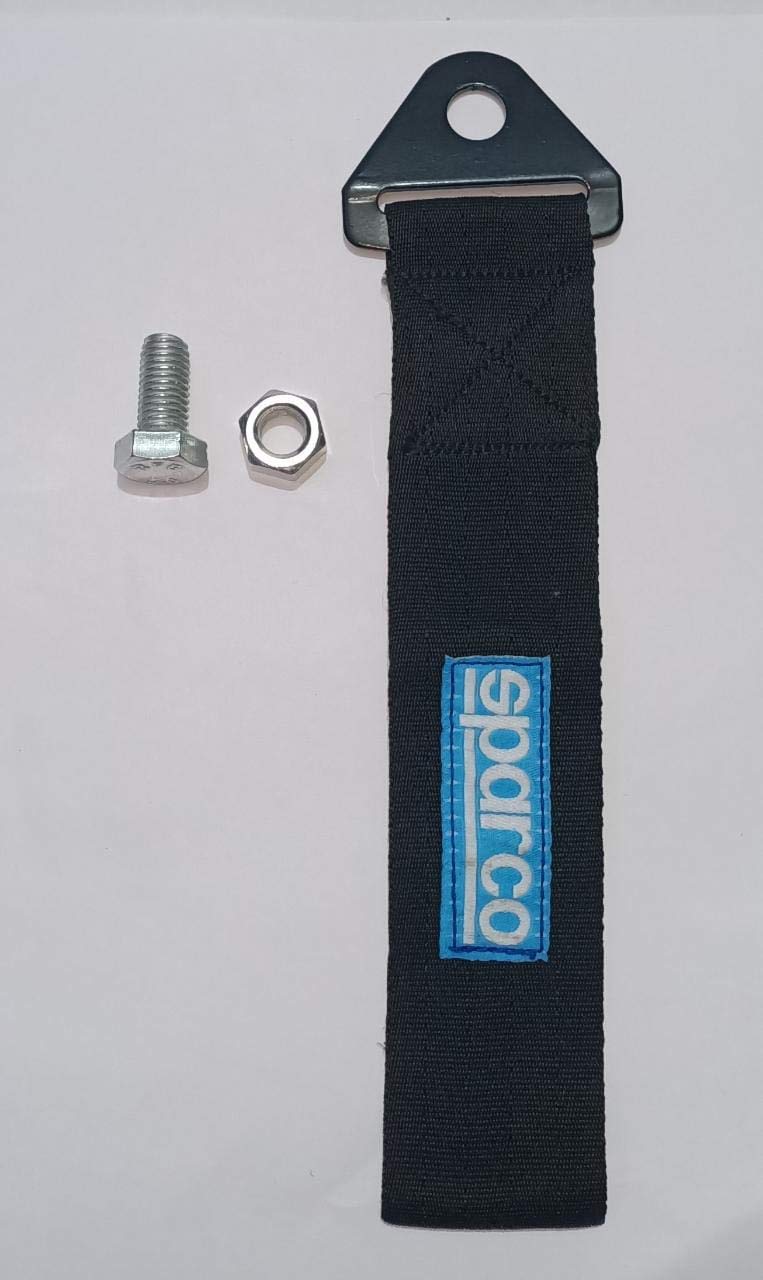 AUTO MT Black SPARCO Tow Belt Strap Universal Front Rear Towing Hook (Nylon, 1000 kg Pull Capacity) - Image 2