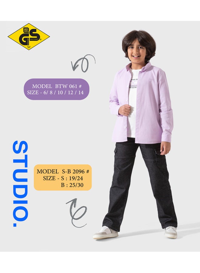 جي@إس قميص كتان صيفي للأولاد مع تيشيرت قطني