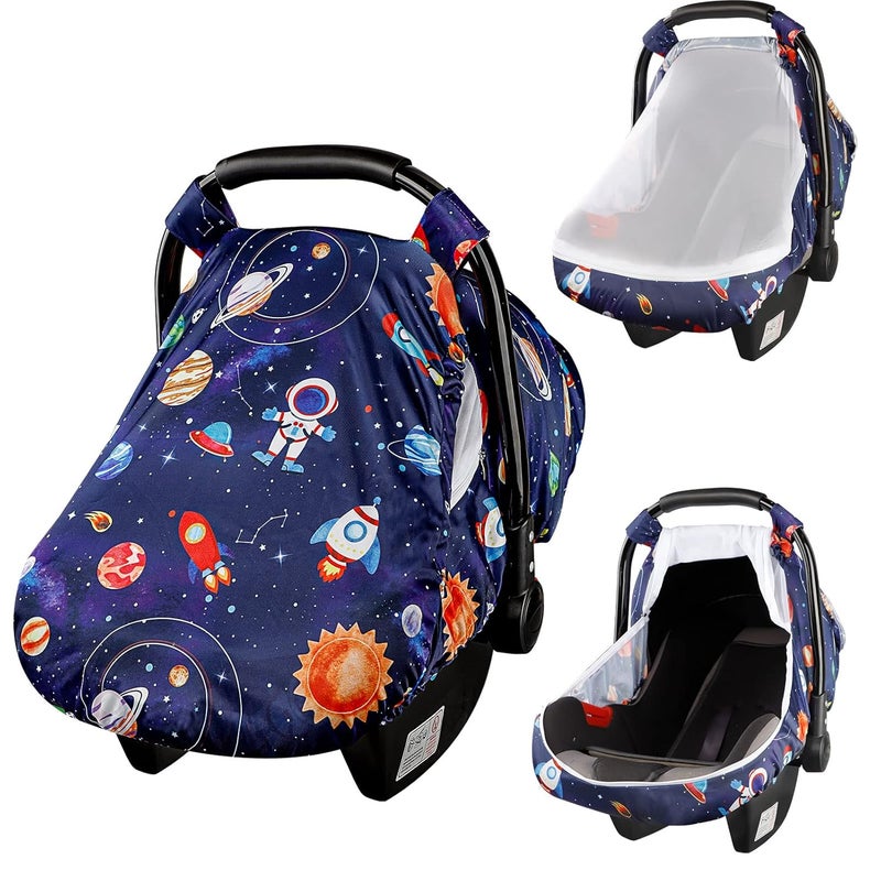 SWESEN Car Seat Covers for Babies Carseat Cover Boy with Zipper Cozy Sun  Summer Cover Infant Car Seat Canopy Carseat Privacy Cover with 2 Layers Space Planet - Image 1