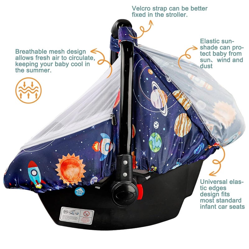SWESEN Car Seat Covers for Babies Carseat Cover Boy with Zipper Cozy Sun  Summer Cover Infant Car Seat Canopy Carseat Privacy Cover with 2 Layers Space Planet - Image 4